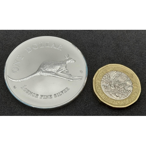 479 - A Mint Condition, Fine Silver, 1 Ounce Australian ‘Kangaroo’ One Dollar Coin Dated 1994. In Capsule.