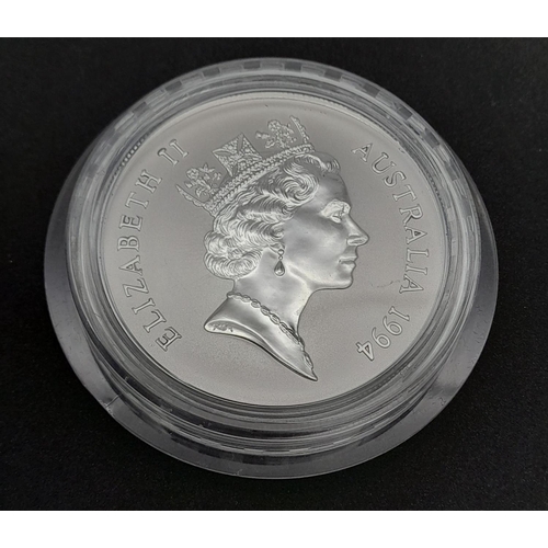 479 - A Mint Condition, Fine Silver, 1 Ounce Australian ‘Kangaroo’ One Dollar Coin Dated 1994. In Capsule.