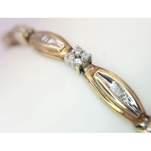 481 - A 9K YELLOW GOLD DIAMOND SET BRACELET 1CT, 8.6G TOTAL WEIGHT, 16CM LENGTH.

ref: SC 6040