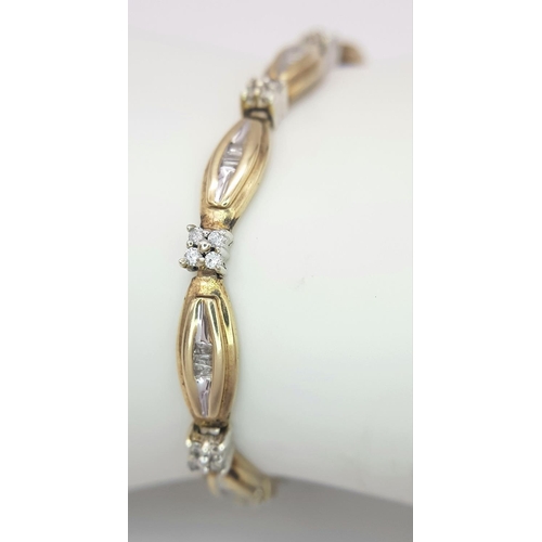 481 - A 9K YELLOW GOLD DIAMOND SET BRACELET 1CT, 8.6G TOTAL WEIGHT, 16CM LENGTH.

ref: SC 6040