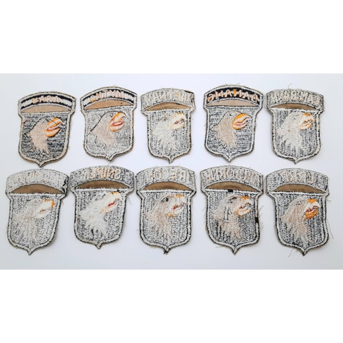 489 - A collection of 10 x Vietnam War Era “In Country” Made 101st Airborne Patches.