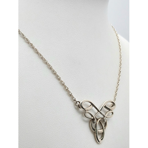 493 - A Vintage Sterling Silver Celtic Knot Design Necklace by the renowned Scottish jeweller Ola Gorie MB... 