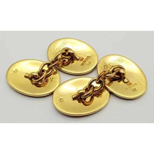 54 - A PAIR 9K YELLOW GOLD ENAMELLED CUFFLINKS BY LONGMIRE. 13.9G IN WEIGHT.
Ref: PWN 7580 - 2.