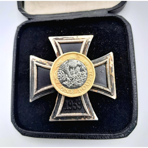 55 - WW2 Cased German Iron Cross 1st  Class. The award is of 3 part construction with an iron core.