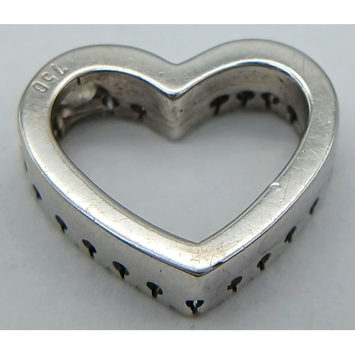 68 - AN 18K WHITE GOLD DIAMOND SET OPEN HEART PENDANT. 3.7G IN WEIGHT. 0.12CT.
Ref: 8463.