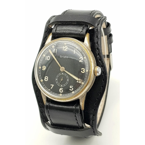 69 - WW2 German Aristo Luftwaffe Wristwatch. Case Marked RLM 702265.  Recently service working well. Repl... 