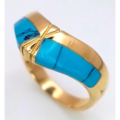 82 - AN 18K YELLOW GOLD STONE RING. 3.4G IN WEIGHT. SIZE M.
Ref: 5290.