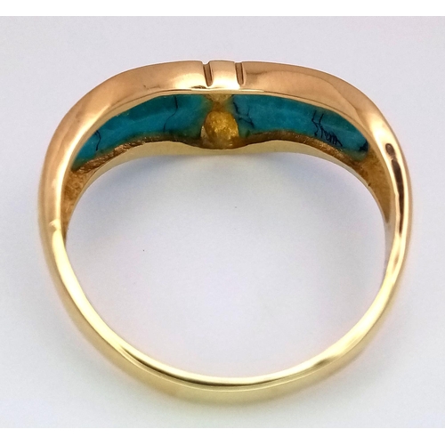 82 - AN 18K YELLOW GOLD STONE RING. 3.4G IN WEIGHT. SIZE M.
Ref: 5290.