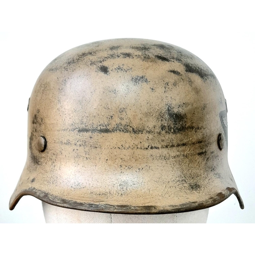 97 - WW2 German Luftwaffe Africa Corps M40 Helmet Liner. Stamped NS 66 for the manufacturer: Vereinigte D... 