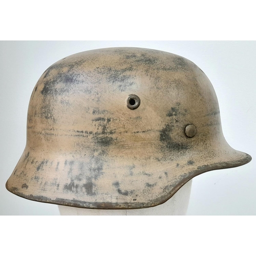 97 - WW2 German Luftwaffe Africa Corps M40 Helmet Liner. Stamped NS 66 for the manufacturer: Vereinigte D... 