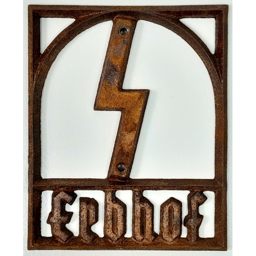 321 - 3rd Reich Erbhof (Hereditary Farm) Iron Plaque Depicting the single S rune of the DJV. These were mo... 