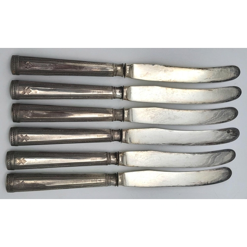 366 - Set of 6x 1917 Silver Hallmarked Butter Knives with the badge of the Machine Gun Corps.