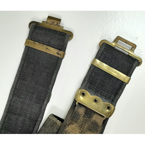 496 - WW2 British 37 Pattern Webbing Belt & Webley Revolver Holster. This has been dyed black at some time... 