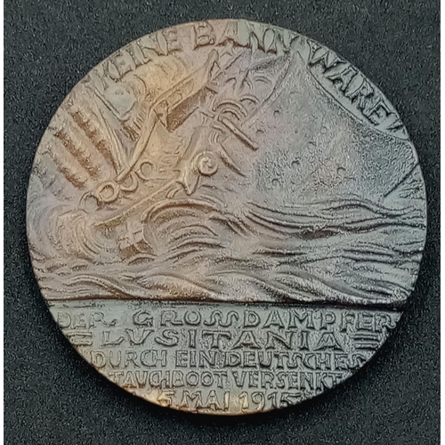 510 - WW1 1st Edition 5th May 1915 German Issue Lusitania Medal. The ship was actually sunk on the 7th May... 