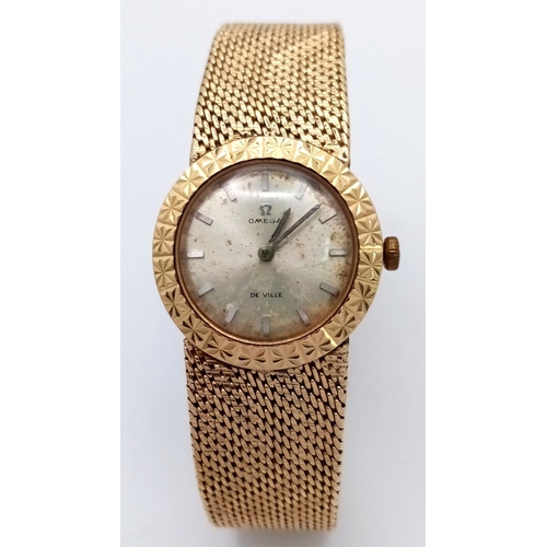 10 - A VINTAGE SOLID 14K GOLD LADIES OMEGA 