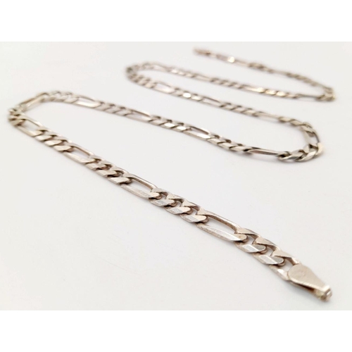 111 - Classic SILVER FIGARO LINK NECKLACE. Longer length at 50 cm. Beautiful condition. Please see picture... 