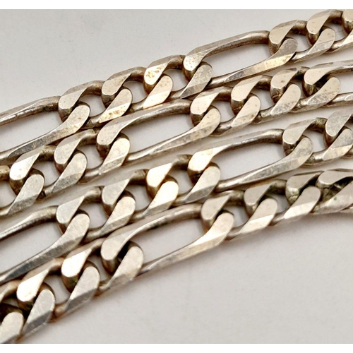 111 - Classic SILVER FIGARO LINK NECKLACE. Longer length at 50 cm. Beautiful condition. Please see picture... 