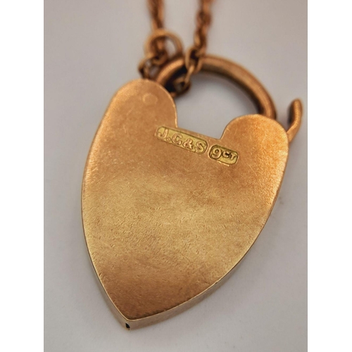 2 - AN ANTIQUE CHUNKY 9K ROSE GOLD BRACELET WITH HEART PADLOCK AND EACH LINK INDIVIDUALLY HALLMARKED .  ... 