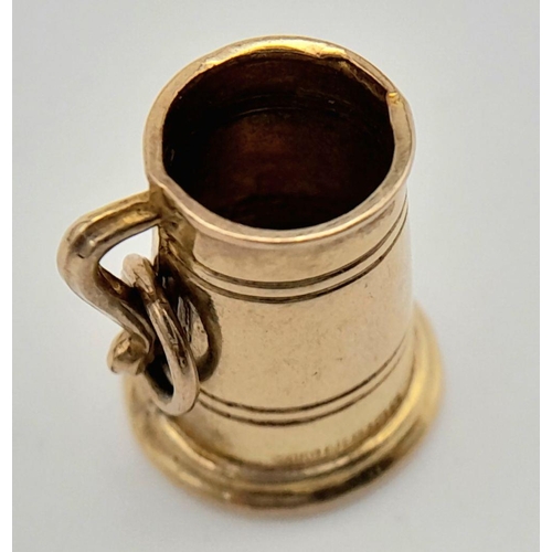 244 - 9 carat GOLD TANKARD CHARM. Full UK hallmark. 1.35 grams.