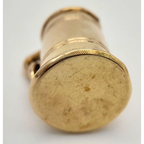 244 - 9 carat GOLD TANKARD CHARM. Full UK hallmark. 1.35 grams.