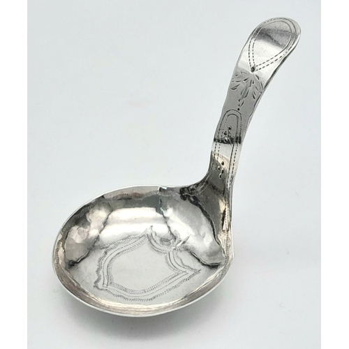 280 - Rare GEORGE III light SILVER TEA CADDY SPOON by Thomas Willmore, Birmingham 1802. Having shield cres... 