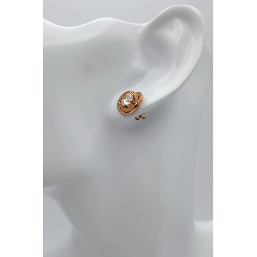 287 - Impressive pair of 9 carat GOLD EARRINGS, consisting linked GOLD HOOPS  with searchlight ZIRCONIA ce... 