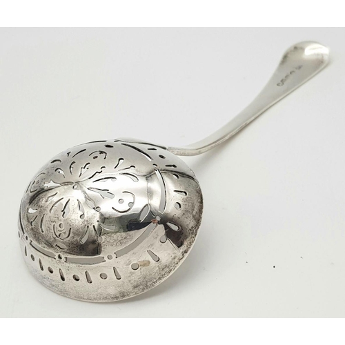 322 - Antique GEORGIAN SILVER SIFTING SPOON. Full hallmark for London 1821. Large size 63 grams. Beautiful... 