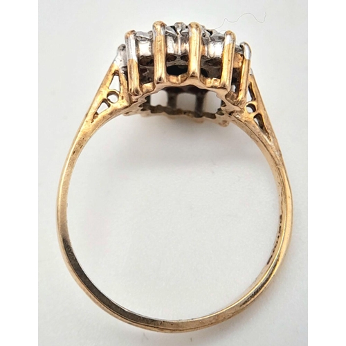 413 - Stunning  9 carat GOLD RING,  having lab SAPPHIRE set to top with sparkling ZIRCONIA surround. Fully... 