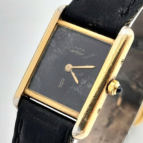 499 - A VINTAGE CARTIER LADIES TANK WATCH WITH THE VERY RARE 