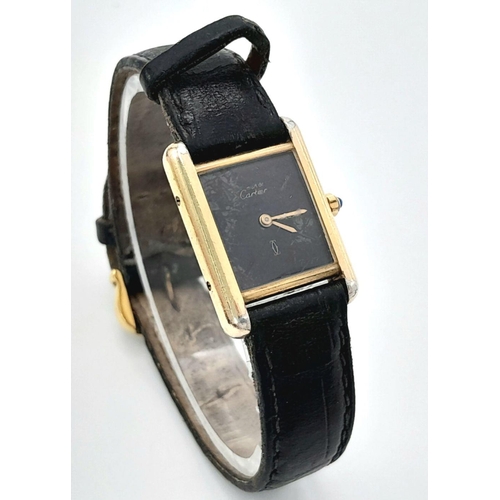 499 - A VINTAGE CARTIER LADIES TANK WATCH WITH THE VERY RARE 