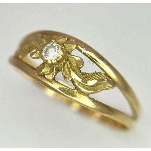 506 - A 18K Yellow Gold (tested as) Fancy CZ Set Ring. Total weight 1.5g . Size N. Ref 1631I