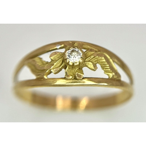 506 - A 18K Yellow Gold (tested as) Fancy CZ Set Ring. Total weight 1.5g . Size N. Ref 1631I