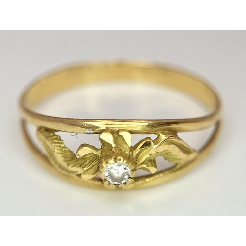 506 - A 18K Yellow Gold (tested as) Fancy CZ Set Ring. Total weight 1.5g . Size N. Ref 1631I