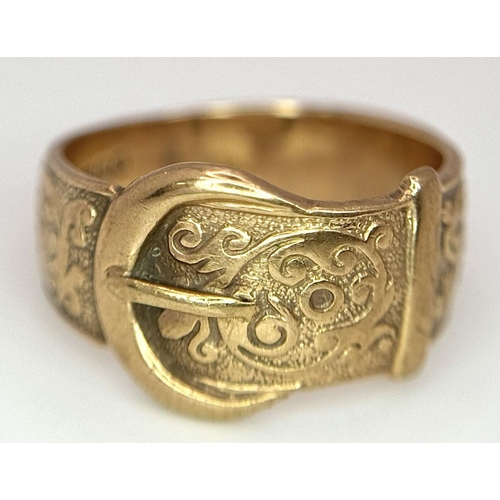 65 - A 9K GOLD BELT WITH BUCKLE RING .   3.9gms    size K