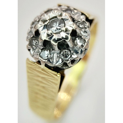 70 - Vintage 18 carat GOLD RING with DIAMONDS set in PLATINUM. 5 grams. Size O - O 1/2.