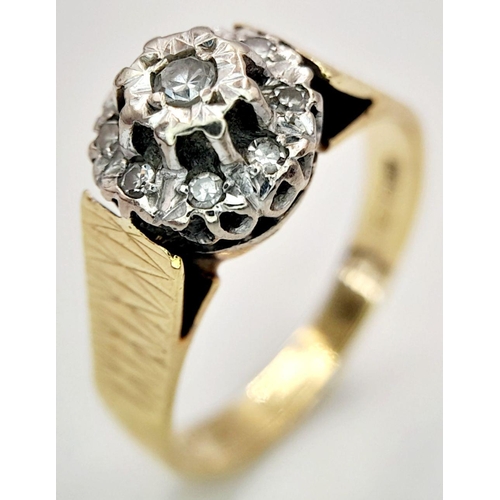 70 - Vintage 18 carat GOLD RING with DIAMONDS set in PLATINUM. 5 grams. Size O - O 1/2.