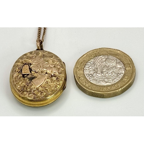 85 - A VINTAGE SOUVENIR ENAMALLED LOCKET ON A 9K GOLD CHAIN . 10gms