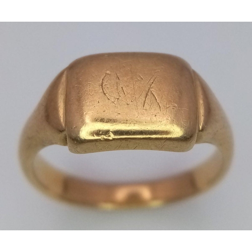 94 - A VINTAGE 22K GOLD SIGNET RING READY FOR YOUR INITIAL .        5.7gms    size L