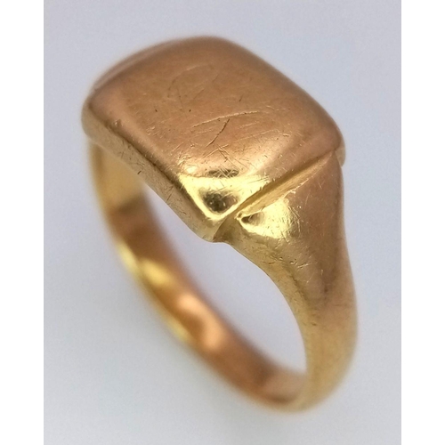 94 - A VINTAGE 22K GOLD SIGNET RING READY FOR YOUR INITIAL .        5.7gms    size L