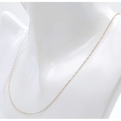 433 - A 9K Yellow Gold Disappearing Necklace. 44cm. 0.4g.