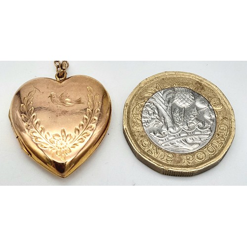 128 - A 9k Yellow Gold Heart Locket on a 9K Yellow Gold Small Belcher Link Chain. 3cm locket. 42cm chain. ... 