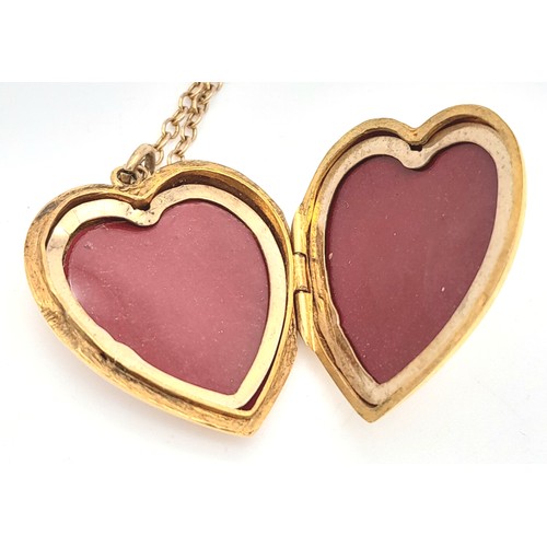 128 - A 9k Yellow Gold Heart Locket on a 9K Yellow Gold Small Belcher Link Chain. 3cm locket. 42cm chain. ... 