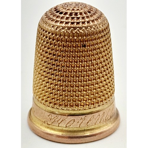 136 - A Vintage 9K Yellow Gold Thimble. Full UK hallmarks. 22mm. 3.16g weight.