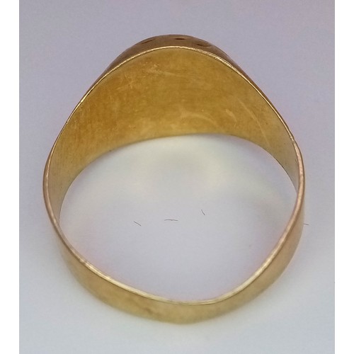 262 - An 18K Yellow Gold (tested) Signet Ring. Size L. 1.8g weight.