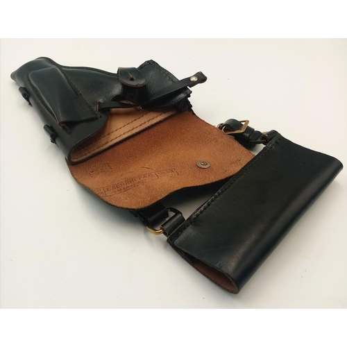 1494 - Original 1985 Makarov gun holster. Genuine leather. Features extra mag pouch and belt holder. Black ... 