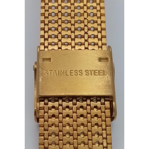 542 - An Gold Tone Citizen Quartz Date Watch. 35mm Case. New Battery Fitted July 2024. Full Working Order.