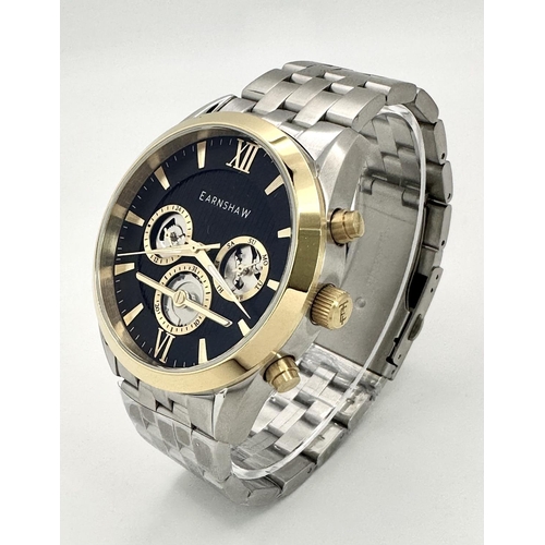 584 - An Thomas Earnshaw Bi-Metal, Two Tone, Stainless Steel Automatic Chronometer Men’s Watch. Model ES 8... 