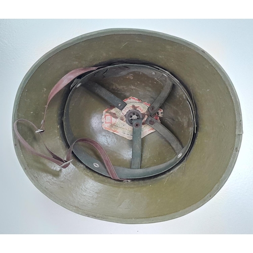 627 - WW2 Vietnam War Era North Vietnamese Army (NVA) Fiber Helmet with liner and cap and badge.