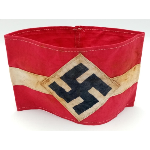 254 - 3rd Reich Hitler Youth Armband. Nice mid Wat three part construction with printed swastika. Correct ... 