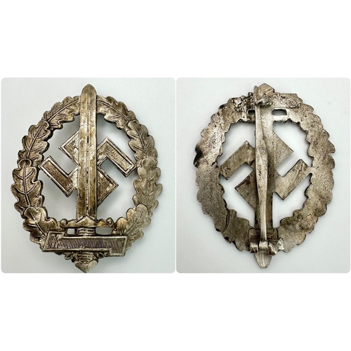 283 - 3rd Reich Disabled Veterans Silver Grade Sports Badge. Maker Marked K&Q for Kleine & Quenzer.